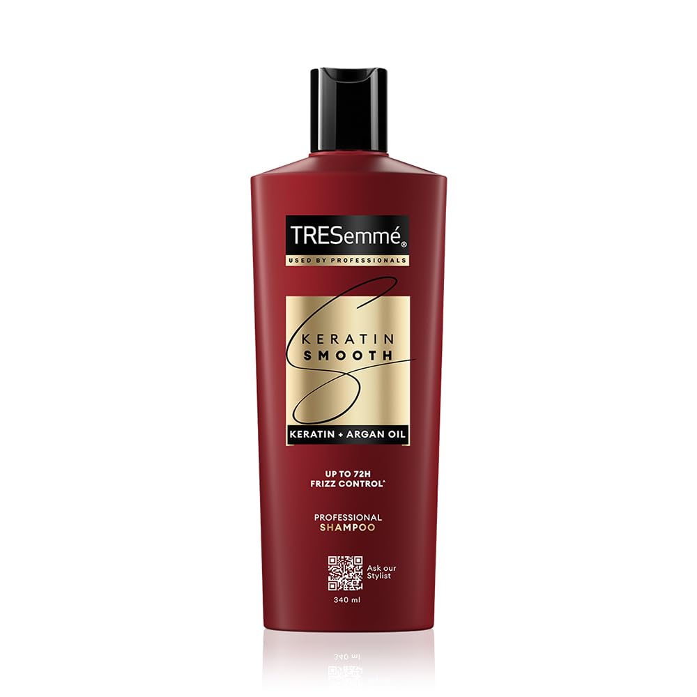 TRESemme Keratin Smooth Shampoo 340 ml, With Keratin & Argan Oil for Straighter, Shinier Hair - Nourishes Dry Hair & Controls Frizz, For Men & Women