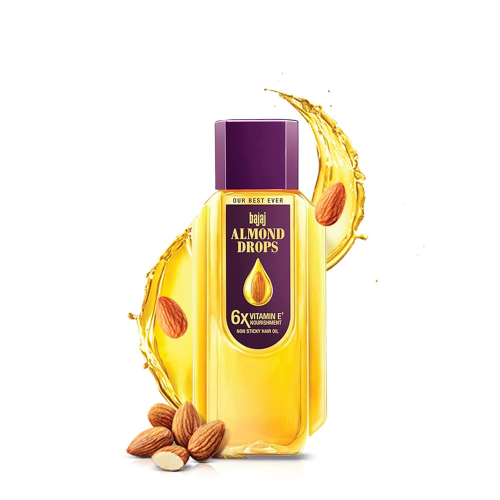 Bajaj Almond Drops Hair Oil, 475ml, Light & Non-Sticky with 6X Vitamin E for 2X Hair fall Reduction