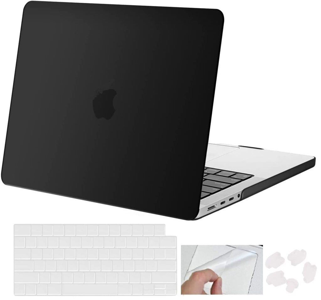 MOCA Compatible with MacBook Pro 14 inch Case 2024 2023 2022 2021 M4 M3 M2 M1 Pro Max A3112 A3185 A3401 A2918 A2992 A2779 A2442, Plastic Hard Shell&Keyboard Cover (Black)