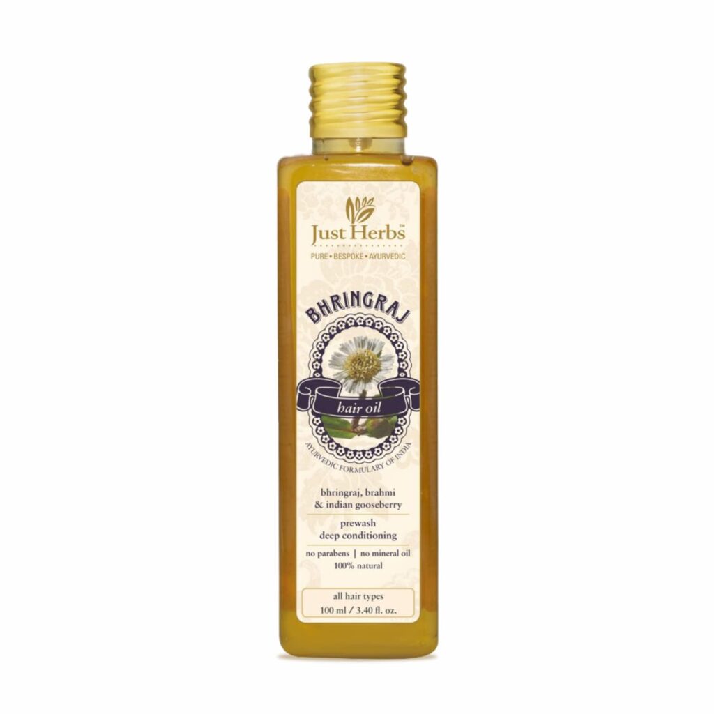 Just Herbs Ayurvedic Bhringraj Hair Oil For Hair Fall & Hair Growth For Men & Women - SLS, Mineral Oil & Paraben Free 100 ml