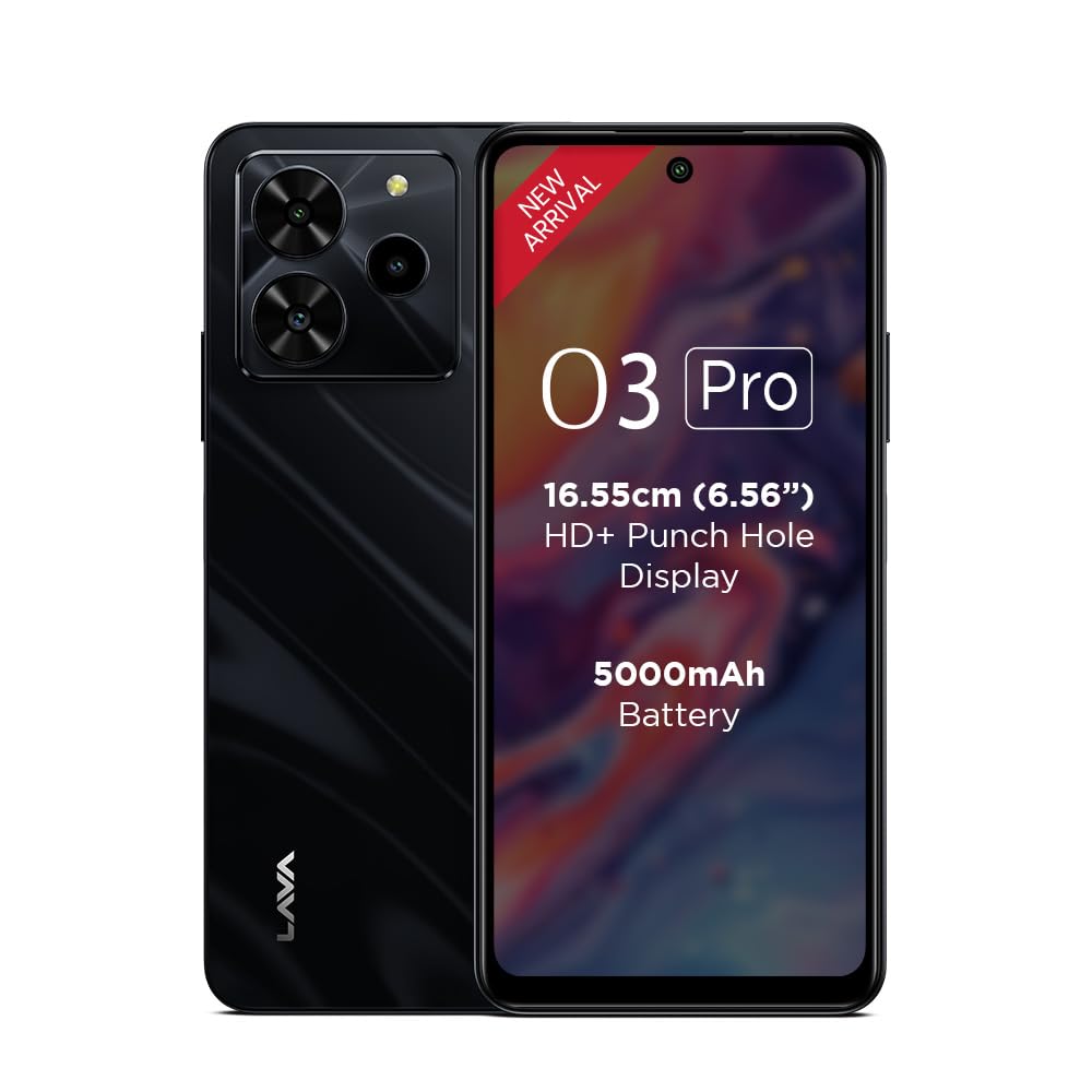 O3 Pro (Glossy Black, 4 GB RAM, 128 GB Storage)| Bigger 6.56" HD+ Display | 50 MP AI Triple Rear Camera | 8 MP Front Camera| 5000 mAh Battery | 10W Charging | Charger in Box