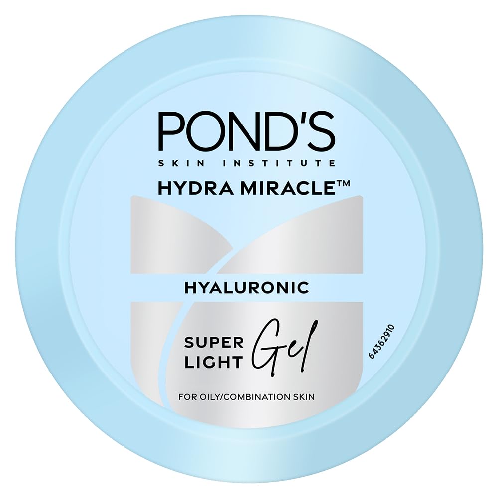 Ponds Super Light Gel Oil Free Face Moisturizer 100 g | With Hyaluronic Acid & Vitamin E for Fresh Glowing Skin & 24 hr Hydration - Daily Use.