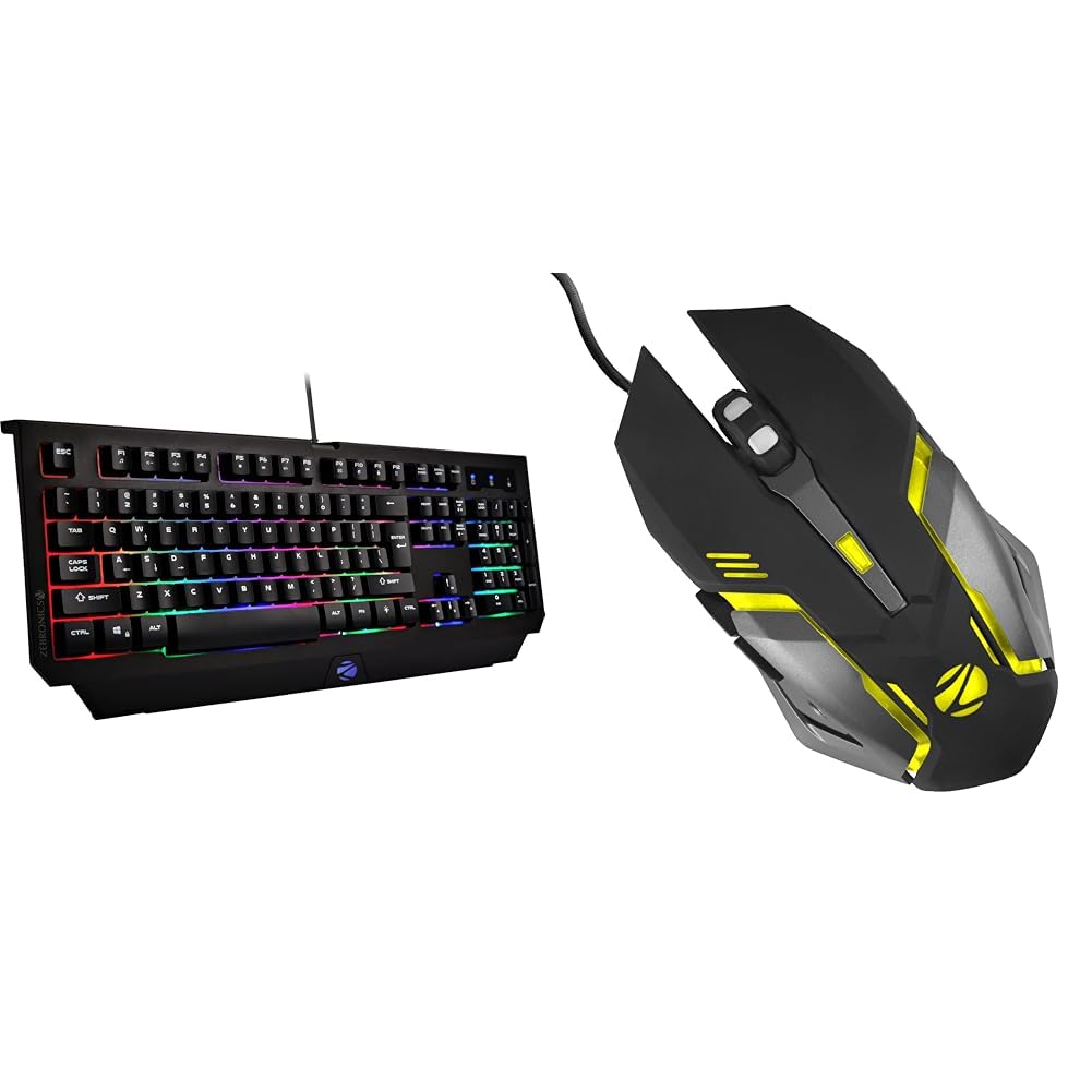 ZEBRONICS Zeb-Transformer K2 Gaming USB Keyboard, 104 Keys, Multicolor LED Laser Keycaps (Gold Plated US)