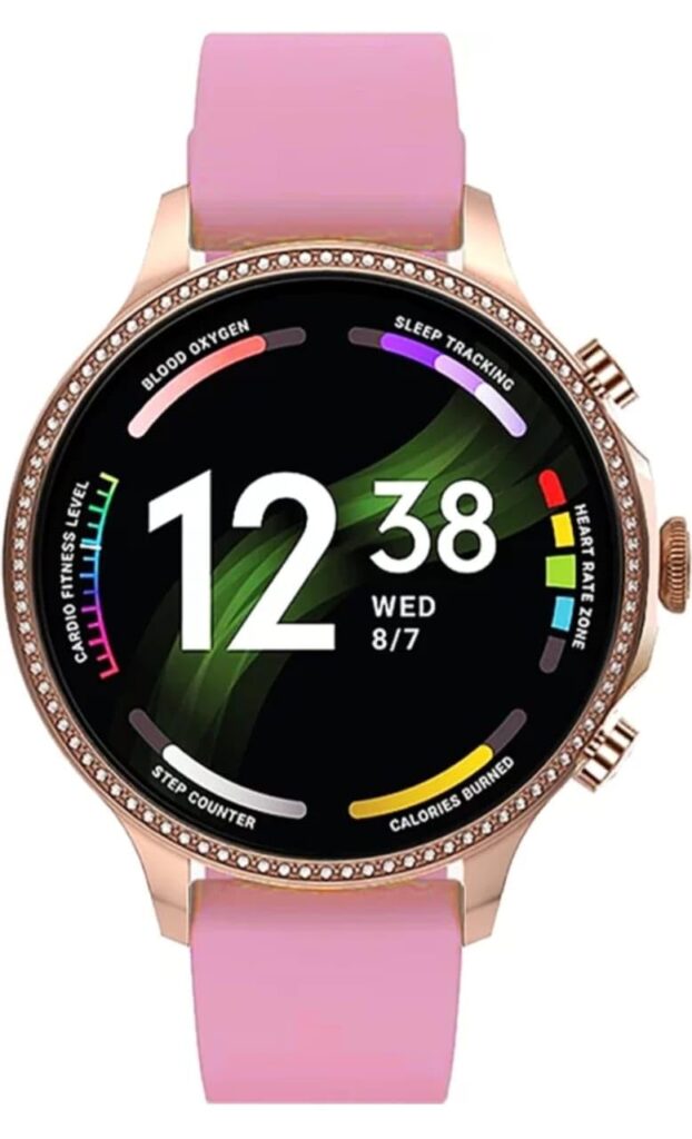 WAUNSET Diamond Premium Trending smartwatch for Womens | Amoled Display| 2 Straps Gen9|Smartwatch (Pink)