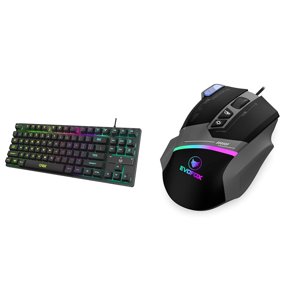 EvoFox Fireblade Wired TKL Gaming Keyboard with Breathing Effect (Black) Blaze Programmable Gaming Mouse with 1000Hz Polling Rate