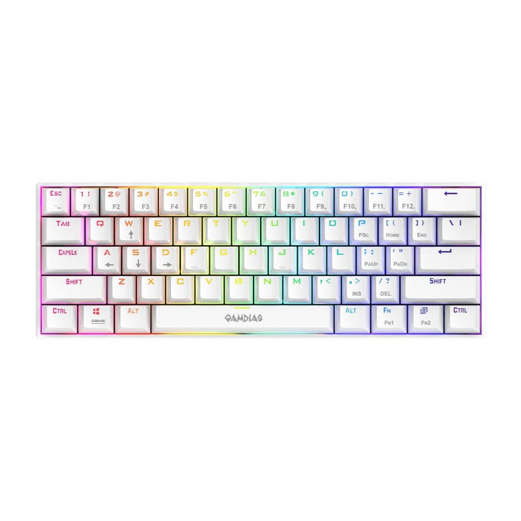 GAMDIAS RGB Wired Mechanical Keyboard | Hermes E3 RGB White Keyboard | N-Key Rollover & Anti-Ghosting Functionality | 16.8 Million RGB Backlighting | USB-A