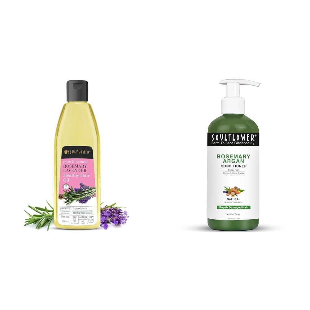 Soulflower Rosemary Lavender Hair Oil for Healthy Hair Rosemary Argan Hair Conditioner