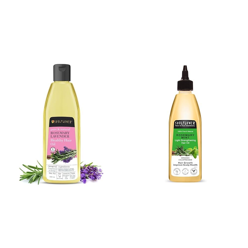 Soulflower Rosemary Lavender Hair Oil for Healthy Hair Rosemary Mint Hair Oil