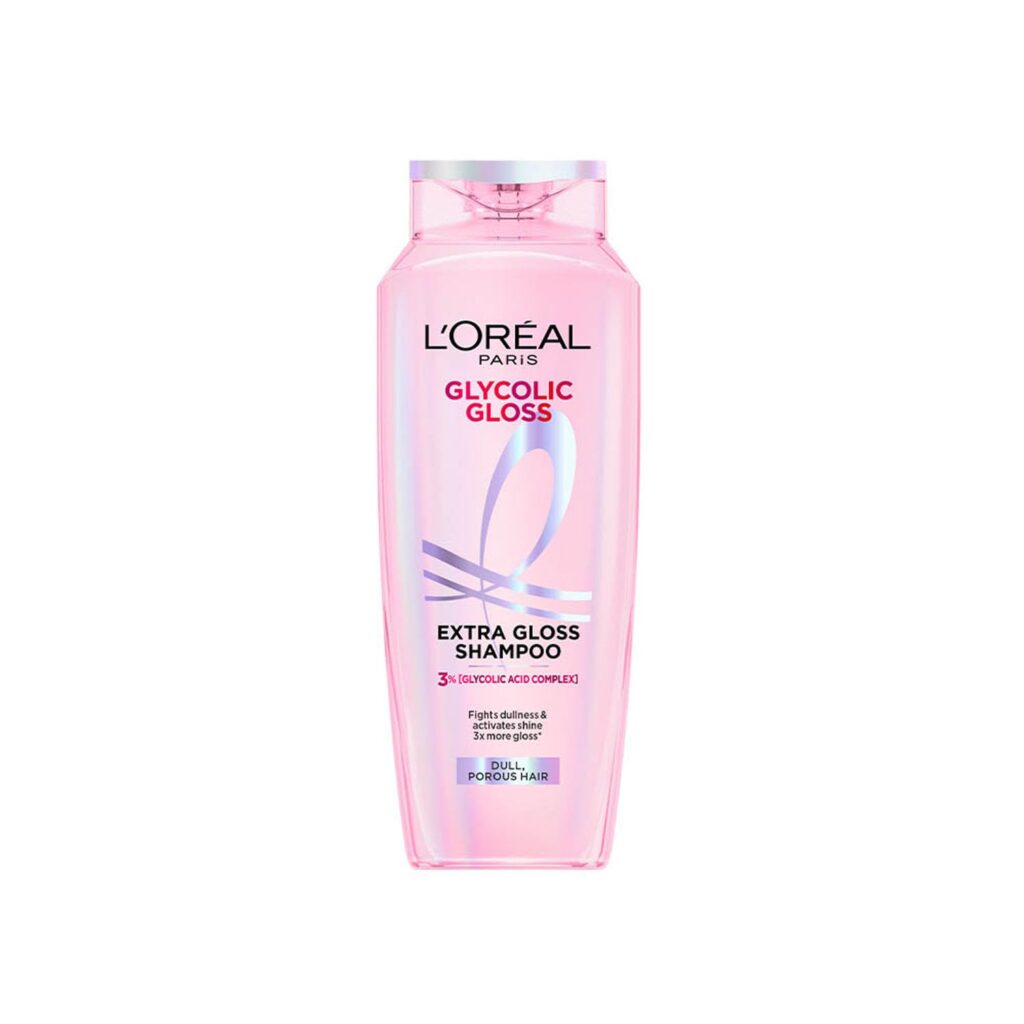L’Oréal Paris Glycolic Gloss Shine Boosting Shampoo, powered by 3% Glycolic Acid, for dull hair, restores hair quality gives 3x more gloss, 200ml
