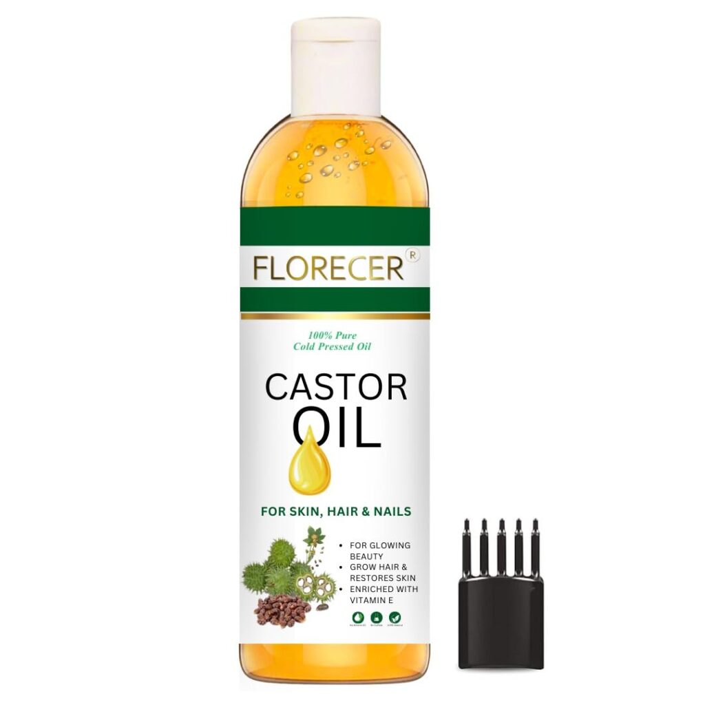 Florecer 100% Pure And Organic Castor Oil For Hair Growth | Cold Pressed | Skin | Face With Comb Applicator-100 Ml