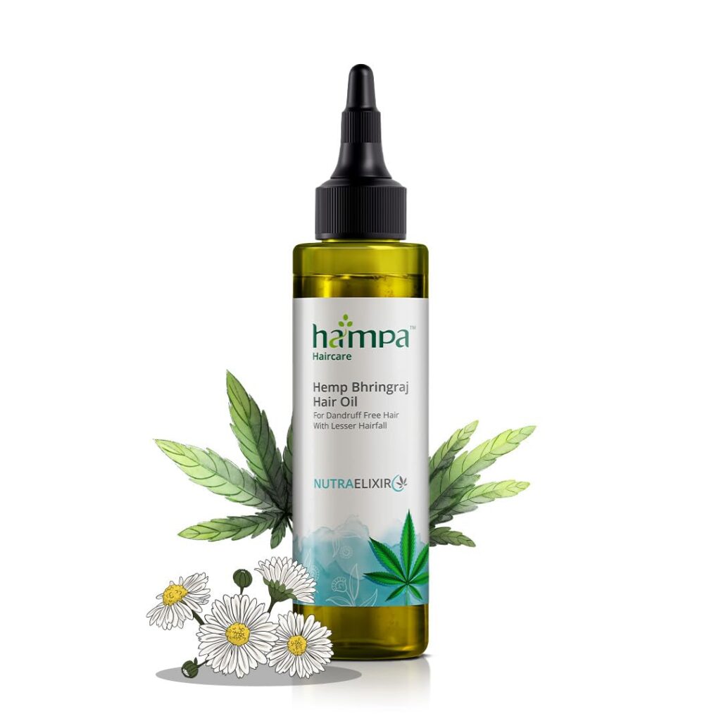 Hampa Hemp Bhringraj Hair Oil 100ml | Prevents Hairfall, Premature Greying, Dandruff | Promotes Hair Growth | Pure Himalayan Hemp, Bhringraj Oil, Essential Oils | Natural, No Toxins