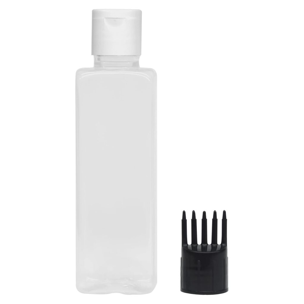 MAPPERZ 1 Root Comb Applicator Empty Rectangular Bottle, With 1 Flip Top Cap, Bottle for Hair Oil Shampoo Medicine & Dye Bottle Applicator Brush Bottle, for Hair Root Comb Applicator
