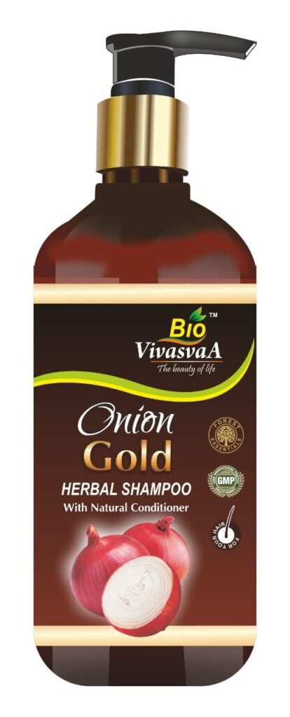 Bio Vivasvaa Onion Gold Shampoo With Red Onion Seed Oil Extract and 9 Herbs, Reduces Hairfall & Boost Hair Growth, 300ml