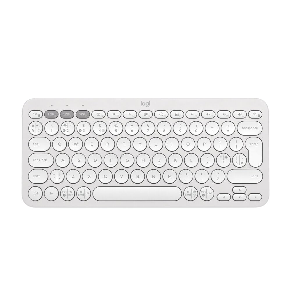 Logitech Pebble Keys 2 K380s, Multi-Device Bluetooth Wireless Keyboard with Customisable Shortcuts, Slim and Portable, Easy-Switch for Windows, macOS, iPadOS, Android, Chrome OS - Tonal White