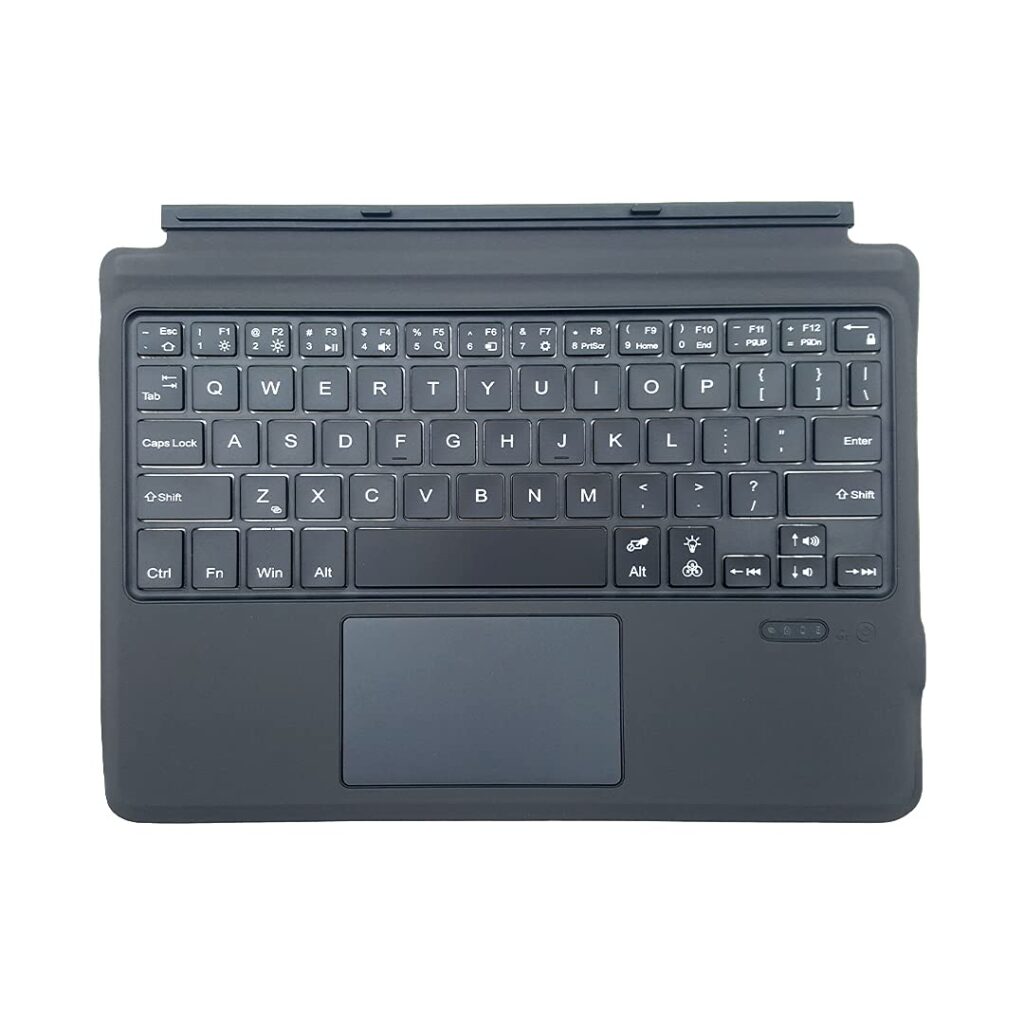 Concept Kart Microsoft Surface Go/Go2/Go3 Ultra-Slim Wireless Bluetooth Keyboard with Trackpad, 7-Color LED Backlit, Built-in Rechargeable Battery, Grey (Surface Go/Go2/Go3)
