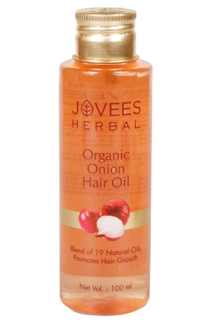 Jovees Herbal Organic Onion Hair Oil 100ML | Controls Hair Fall, Promotes Growth | Contains Onion Seed Oil, Olive oil, Sesame oil, Almond oil | Suitable for All Hair Types