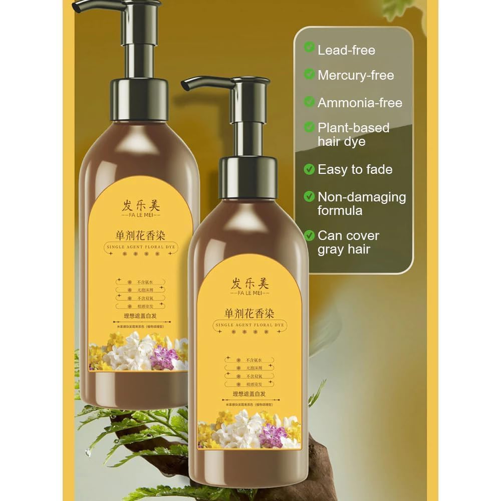 Japanese Hair Dye Shampoo Long Lasting Natural HairDye for Women & Man Ammonia-Free Natural & Long-Lasting Color Home Hair Color Solution - 300ml