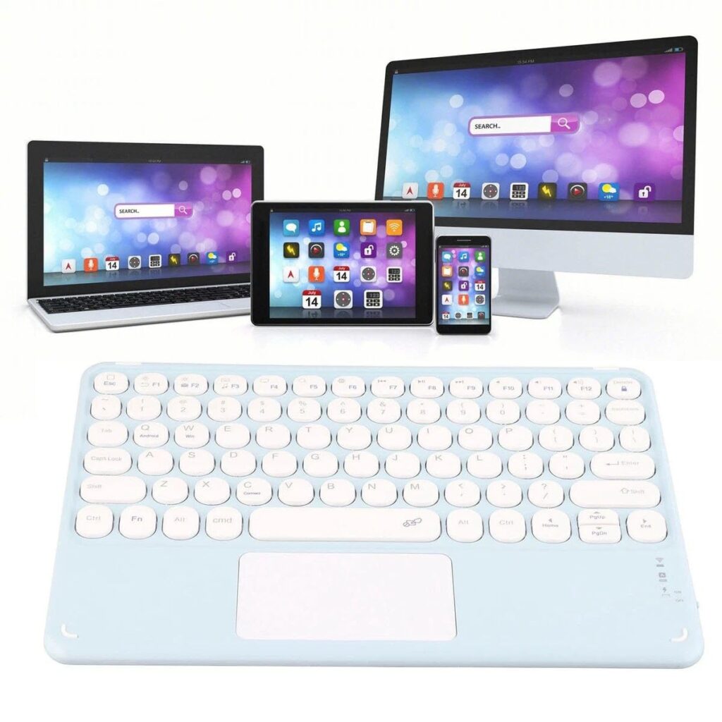 COZIESS 1Pack, Ultra Slim Bluetooth Rechargeable Keyboard with Touchpad, Portable Rechargeable Keyboard for iPad iPhone Tablet Android Phone PC Computer, Easy to Carry, Multicolor