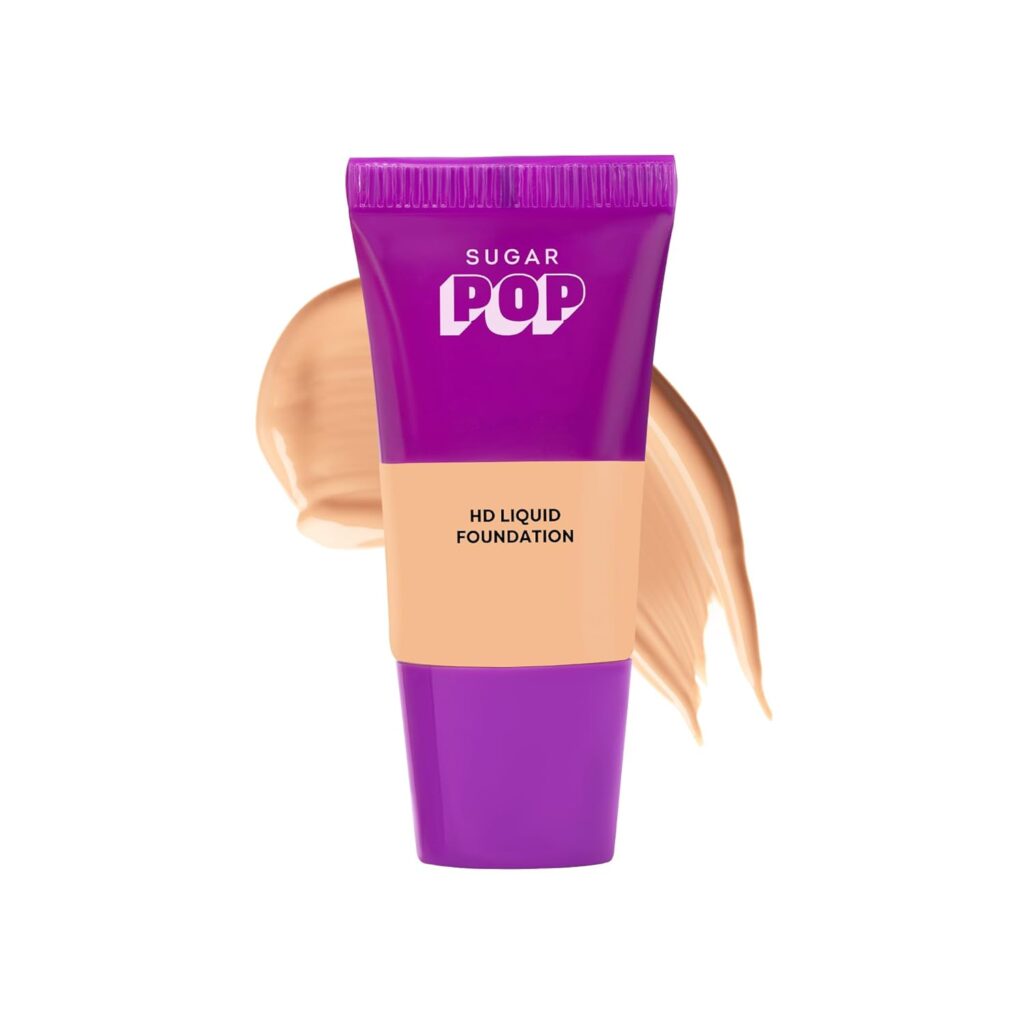 SUGAR POP HD Liquid Foundation Tube with SPF 30 | Lasts upto 16hrs | Full Coverage | Water-Resistant | Matte Finish | 18ml - 09 Peanut