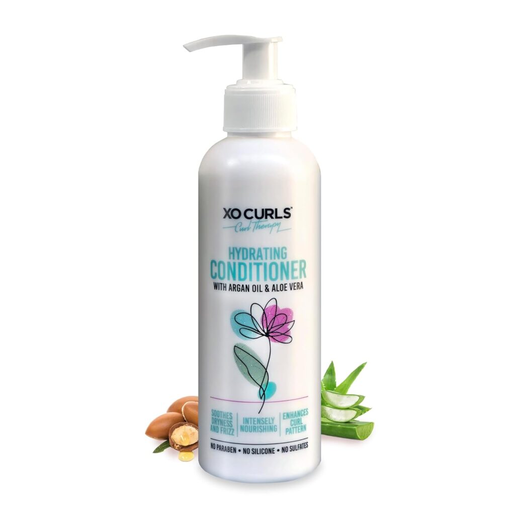 XO Curls Hydrating Conditioner With Argan Oil And Aloe Vera; A Curly Hair Therapy Range That Gives Women & Men Frizz-Free, Soft Natural Curls, 250 Milliliters