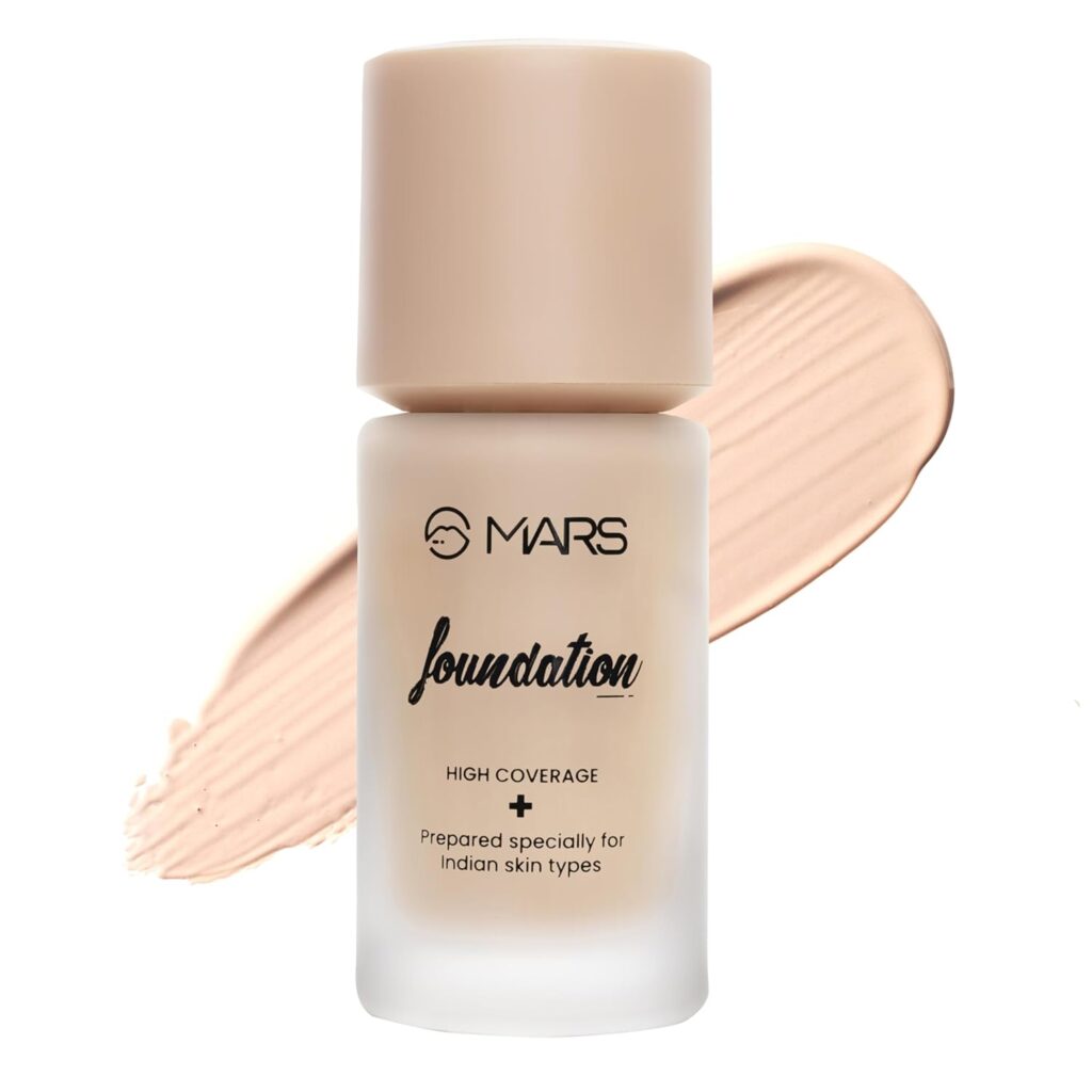 MARS Matte All Skin SPF50 PA++++ High Coverage Liquid Foundation | Blemish Free & Blendable for Makeup (40ml) (SHADE-01)