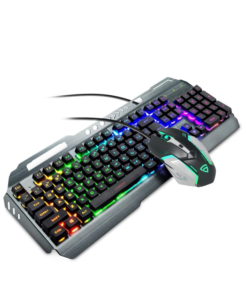 RAEGR RapidGear X70 USB Gaming Keyboard and Mouse Combo | Made of Aluminium Body | 4 Choices of Adjustable DPI, 3 Rainbow Lighting Modes, Instant Media Access, Gaming Mouse for PC/Laptop/Mac-RG10359