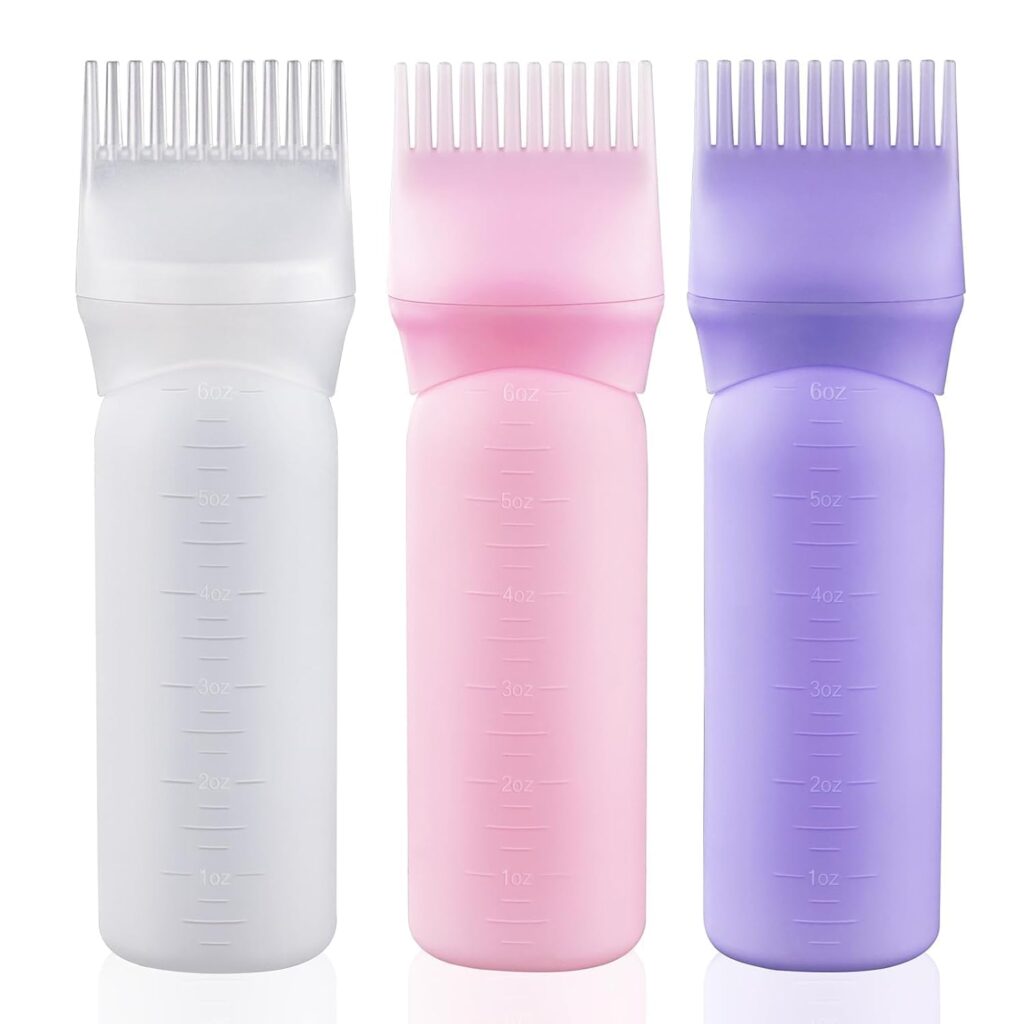 ARUP Plastic Hair Oil Bottle, Oil Comb 120Ml Hair Tools Hair Dye Applicator Brush Bottles Styling Tool Hair Coloring, Multicolor (4)