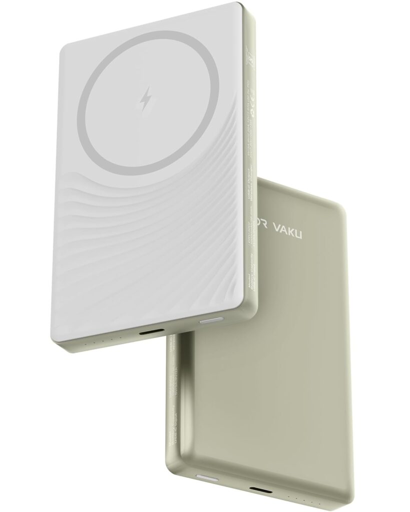 Volt Flow 10000mAh 22.5w PD 15w Magnetic Wireless Power Bank for iPhone 16/15/14/13/12 Series, iWatch & Airpods Wireless Charging (Input & Output) Lithium Polymer Battery- White