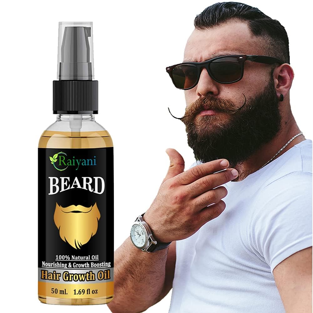 Raiyani Beard Growth Oil - 50ml - More Beard Growth, With Redensyl, 8 Natural Oils including Jojoba Oil, Vitamin E, Nourishment & Strengthening, No Harmful Chemicals (New)