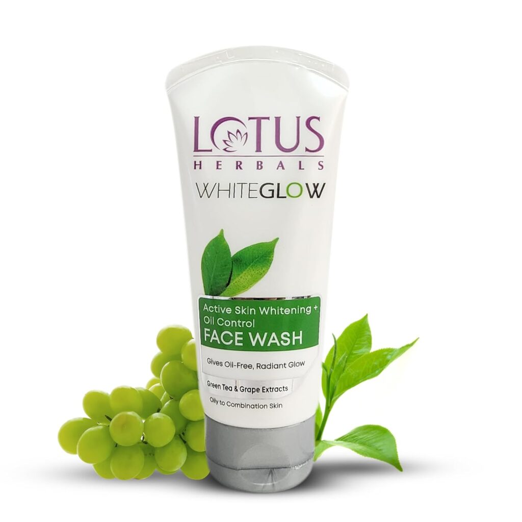 Lotus Herbals Whiteglow Active Skin Whitening & Oil Control Face Wash | With Green Tea Extract | Brightens Skin | For All Skin Types | 50g