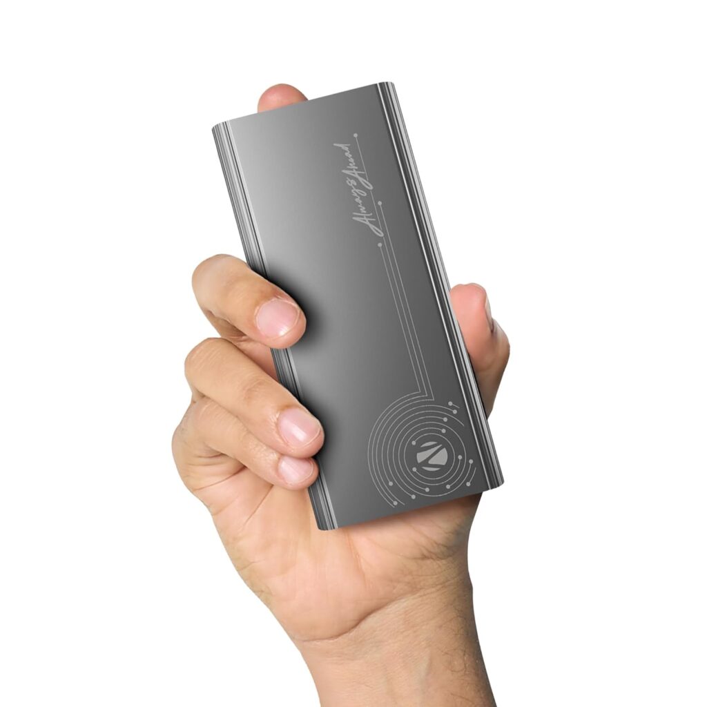 ZEBRONICS EnergiPod 10MR1, Power Bank, 10000 mAh, 22.5W Super Fast Charging PD 3.0 (PPS), Dual Type C & USB A, LED Indicator, Metal Body, for iPhone, Android, Tablets, Airpods, Made in India (Grey)