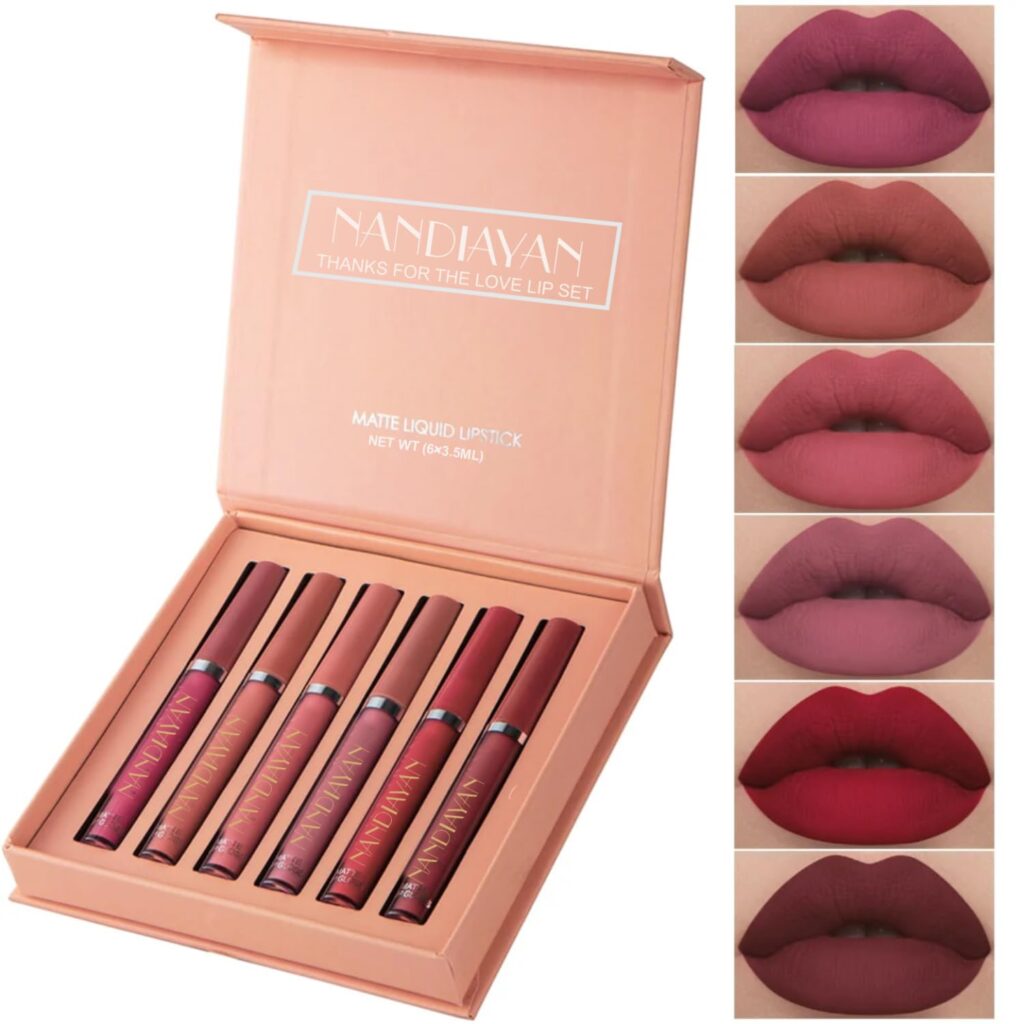 Nandiayan Matte Liquid Lipsticks Combo Set (Pack of 6) | Waterproof and Long-Lasting Lipsticks for Daily use | Non-Stick Matte Finish | Perfect Liquid Lipstick gift set for women - 3.5ml each(N6A)