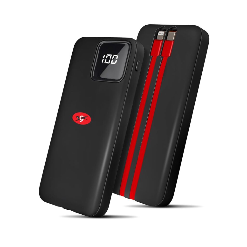 Eveready Ultima Power Bank PB10 with Built-in-Cables 10,000 mAh, 22.5W Fast Charging, Multiple Ports & Universal Compatibility, TypeC Input & Output, Digital Battery Indicator, Overcharging Protection