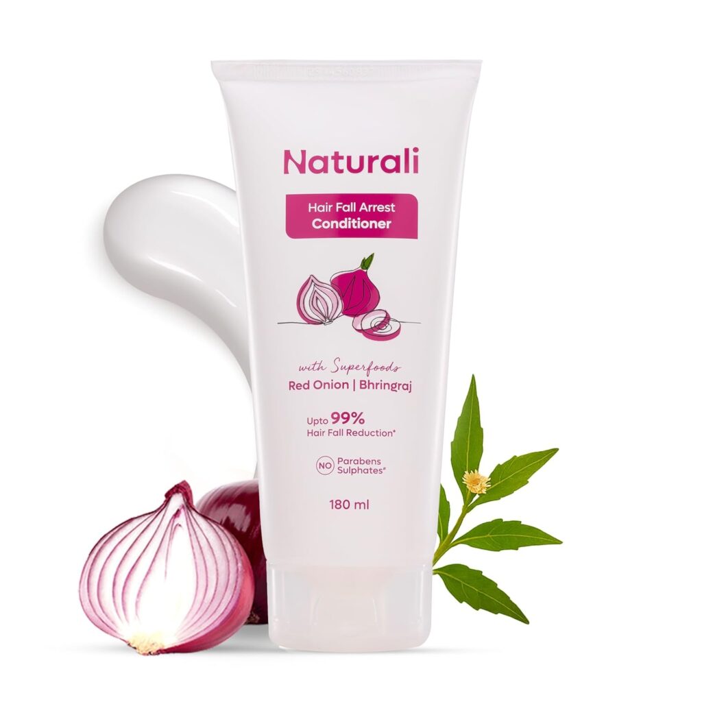 Naturali Hairfall Arrest Conditioner with Red Onion & Bhringraj | Sulphate & Paraben-Free Conditioner For Women & Men | Tames Dry, Frizzy Hair | Nourishes, Detangles & Strengthens Hair |180 ml