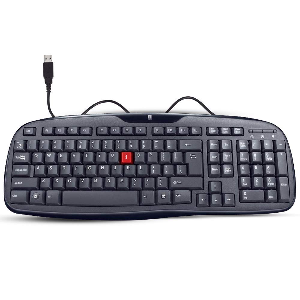 iBall Winner USB V2.0 Keyboard soft feel keys, Wired Keyboard, Water Resistant - Durabale - Black