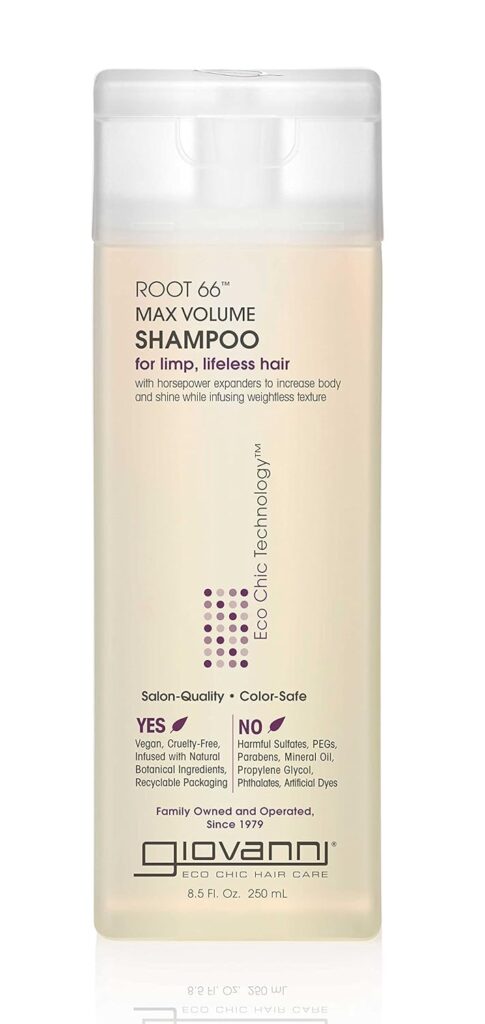 Giovanni Organic Root66 Max Volume Shampoo with No Parabens, No Sulphates, No Mineral Oil, No Colours, No PEG, USDA Certified Organic, For thin, limp hair, 250ml