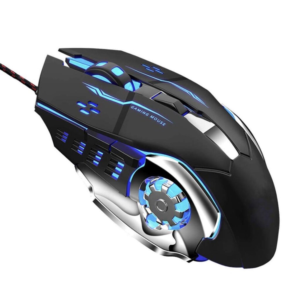 MESHIV USB 2.0 Wired Gaming Mouse | RGB Mice, 3200 DPI LED Backlight 6 Button, 4 Color Breathing Lights with 1.5M Cable for PC, Laptop, Desktop, Gamers (Black)