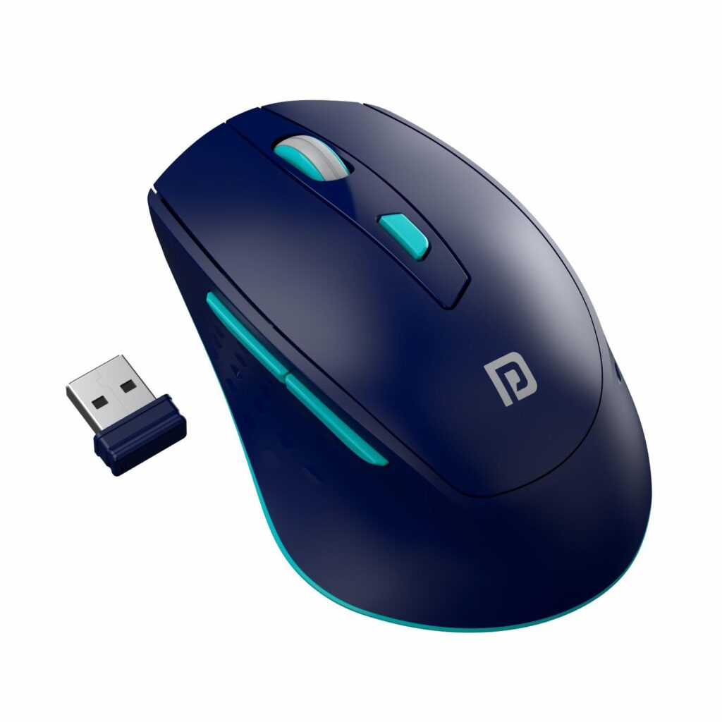 Portronics Toad 32 Wireless Mouse with 6 Buttons, 2.4 GHz Connectivity, 10m Working Range, Ergonomic Design, Adjustable Optical DPI, Auto Power Saving, for Laptop & PC (Blue)