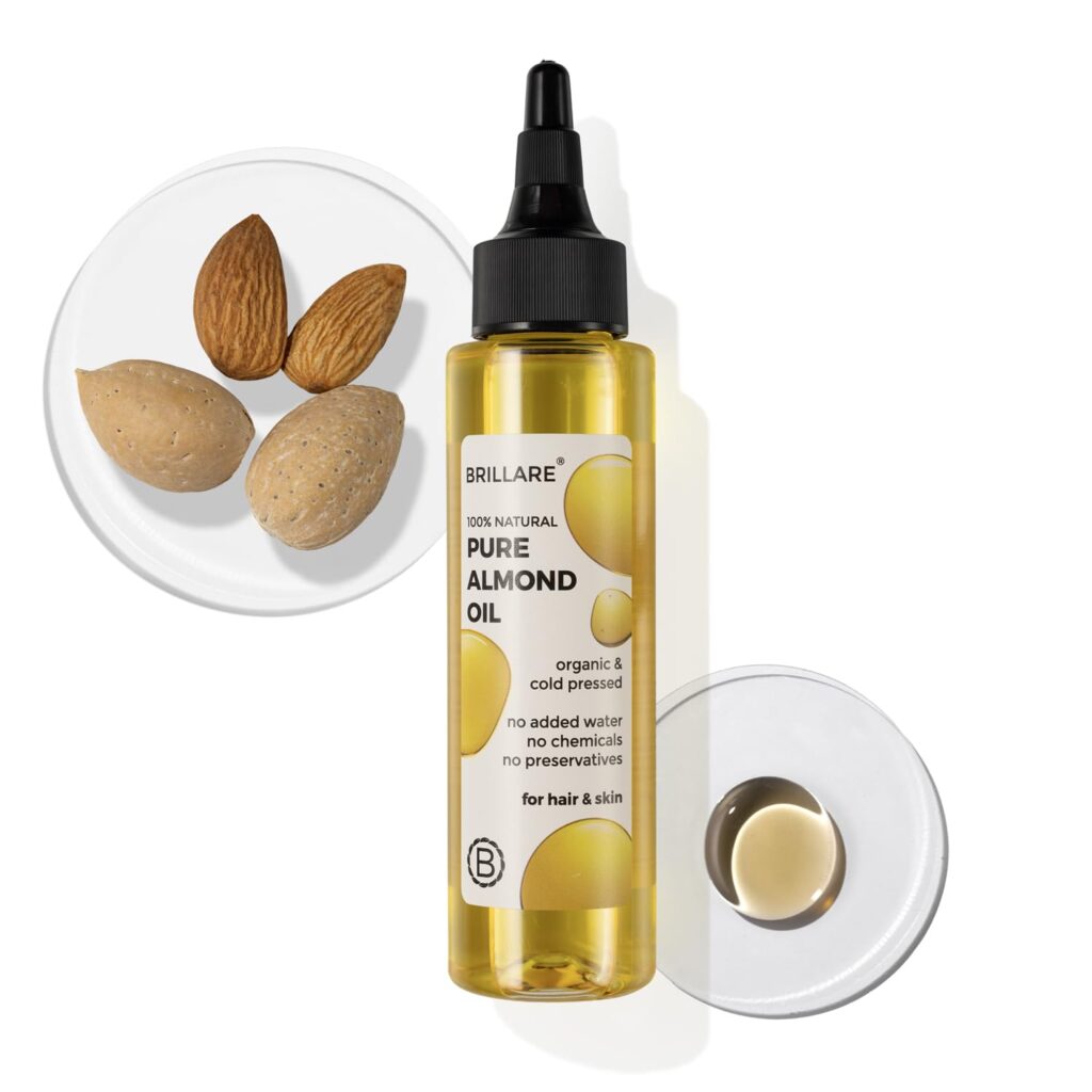 Brillare 100% Pure Cold Pressed Almond Oil | Organic Almond Oil for Hair Growth & Glowing Skin