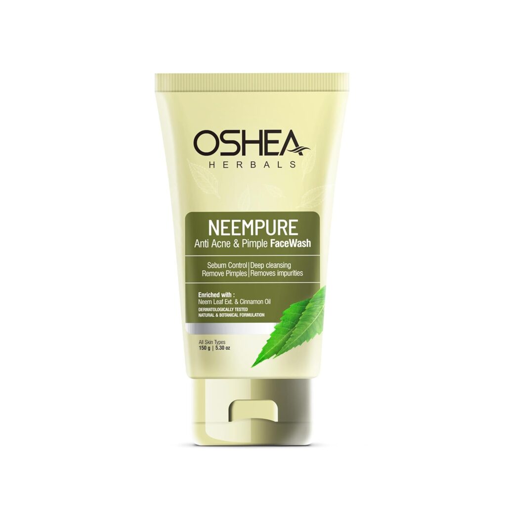 Oshea Herbals Neempure Anti Acne & Pimple Face Wash forMen and Women | Deep Cleansing with Neem Extract & Cinnamon Oil | Reduces Pimple & Acne with Controlled Sebum 150g