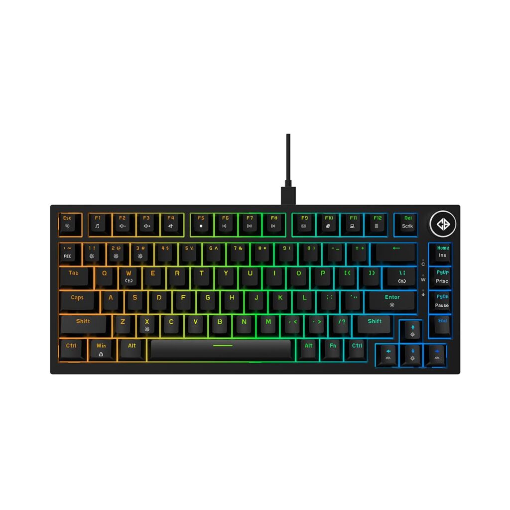 Cosmic Byte CB-GK-43 Phantom TKL Gasket Mechanical RGB Wired Keyboard, Pre-Lubed Outemu Red Switches, 1000Hz Polling, Software, Per-Key RGB, Swappable Switches, Volume Roller, USB C Port (Black)