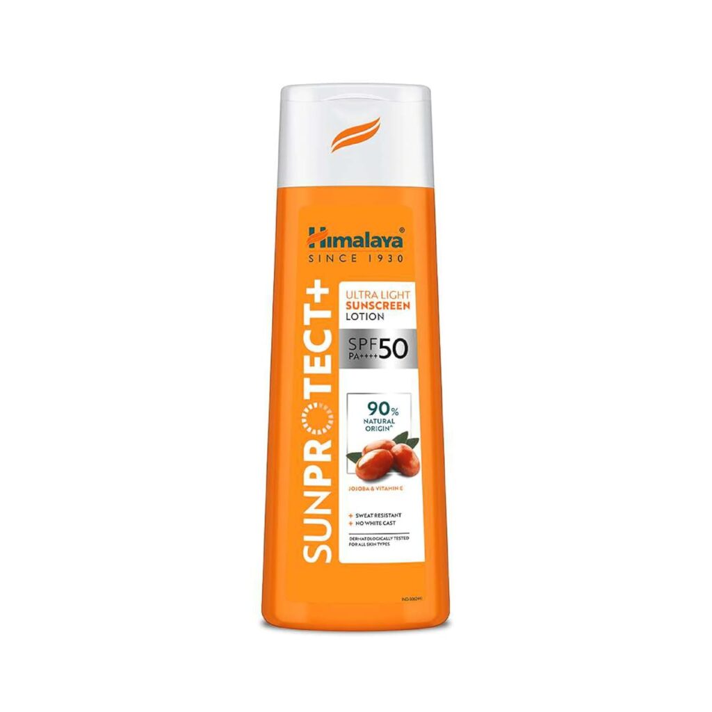 Himalaya All Skin Sunprotect +|Ultra-Light Sunscreen Lotion|Spf 50 Pa ++++|90% Natural Origin Ingredients|Zero White Cast|98% Broad Spectrum Protection|Sweat &Water Resistant|For Men &Women|100Ml