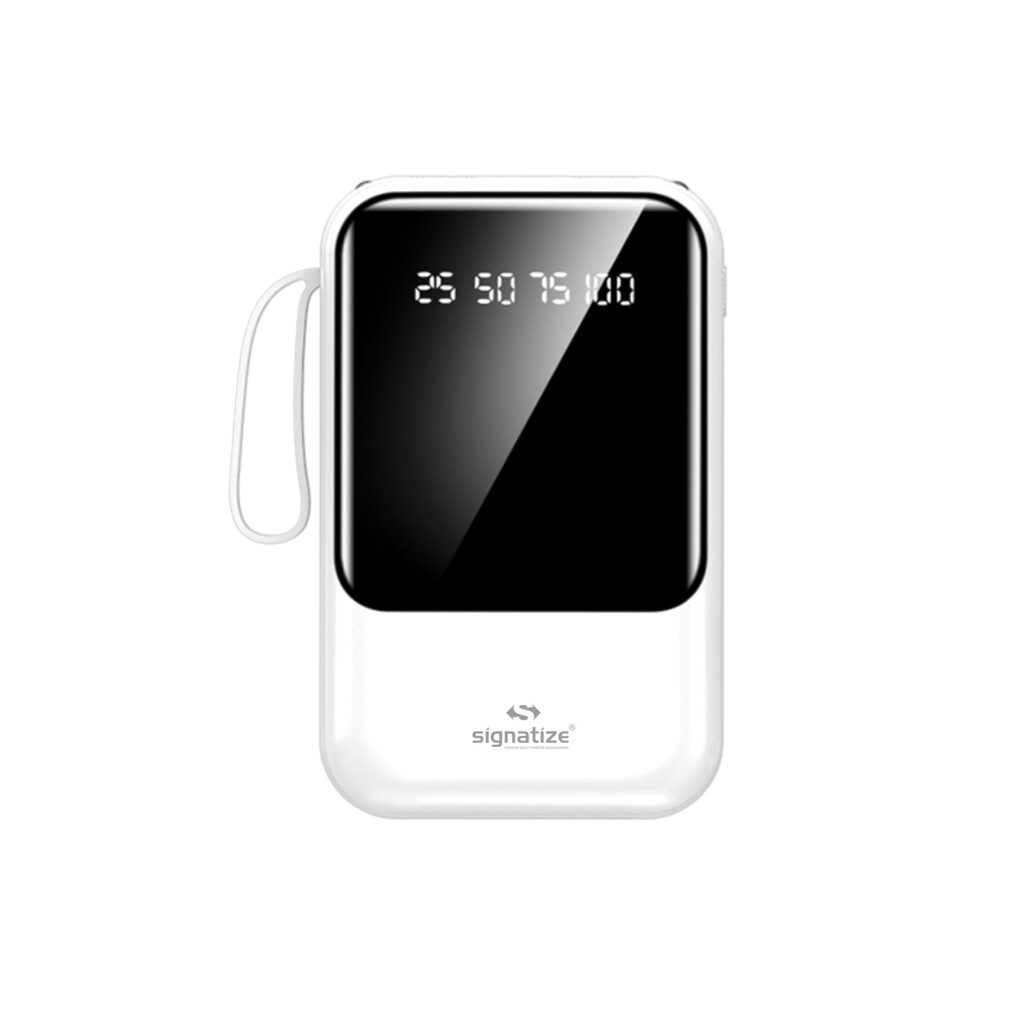 Signatize 10000mAh Power Bank, 22W Fast Charging, LED Display, Multiple USB Ports, Smart Chip Technology (White)