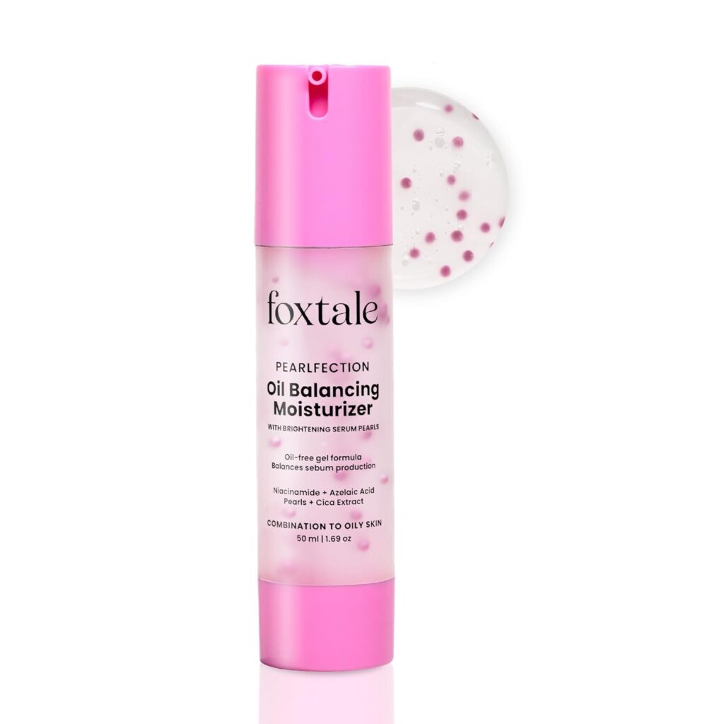 Foxtale Oil-Balancing Gel Moisturizer with Niacinamide, Azelaic Acid Pearls & Cica, 8+ Hours Shine-Free Hydration, Oil-free, Lightweight, Balances Sebum Production, For Oily & Acne-Prone skin, Men & Women, 50 ml