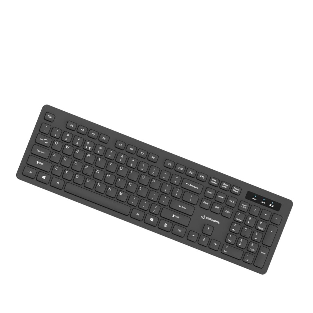 EARTHONIC K806-WLK-Wireless Keyborad Full Size Silent Slim Black Wireless Keyboard, Long Battery Life, 8 Million Keystrokes, 2.4G Lag-Free Keyboard for Mac, Laptop, PC Windows