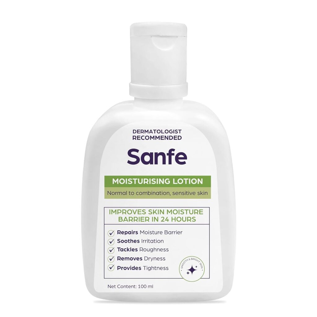 Sanfe Moisturising Lotion | Improves skin moisture barrier in 24 hours | For normal to combination, sensitive skin | Cetaphil Moisturizer With Niacinamide,Panthenol|Non-Greasy,Won'T Clog Pores|Dermatologist Recommended| Paraben,Sulphate Free