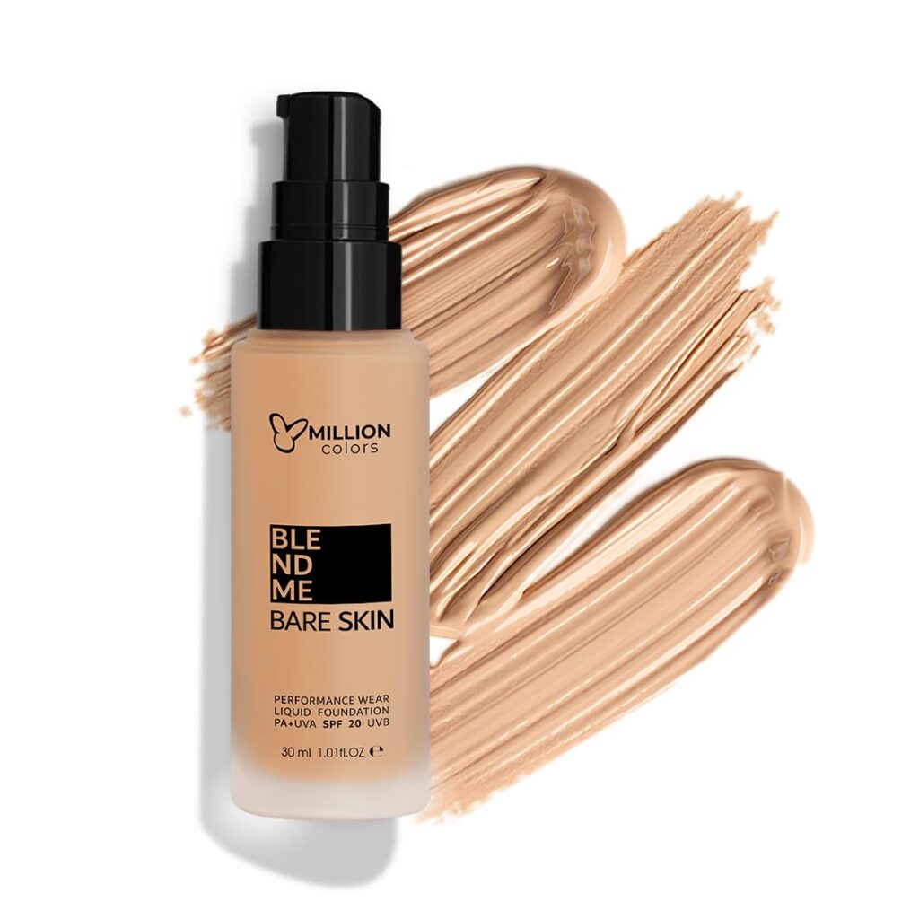 Million Colors Foundation for Face Makeup | Liquid Foundation for Oily and Dry Skin | Lightweight Matte Finish with SPF 20 | Waterproof Long-Lasting Makeup | All Skin Types | Nude 04, 30ml