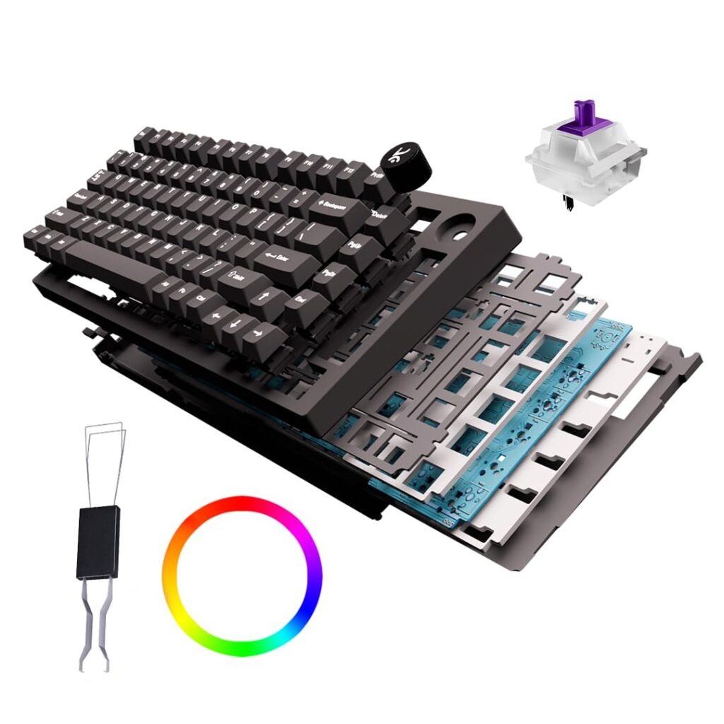 Kreo Swarm 75% Wireless Mechanical Keyboard with Pre-lubed Switches, 5-pin Hot Swap PCB and 5 Layers Sound Absorption (All Black, GTMX Sense Switches)
