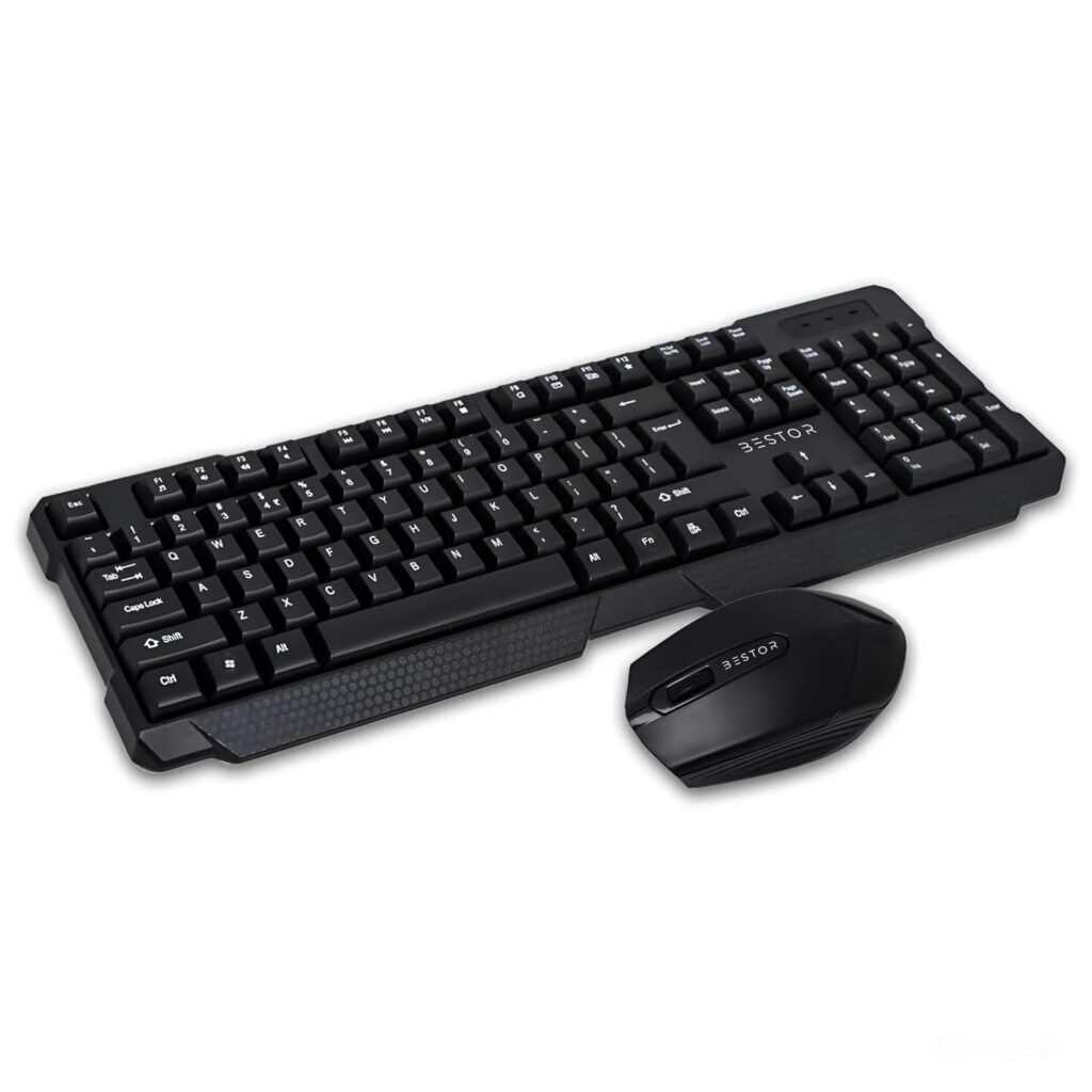 Bestor Wireless Keyboard and Mouse Combo Slim 2.4GHz Set with Silent Keys, Long Battery Life Compatible with Laptop, PC, Windows, Mac USB Receiver Included
