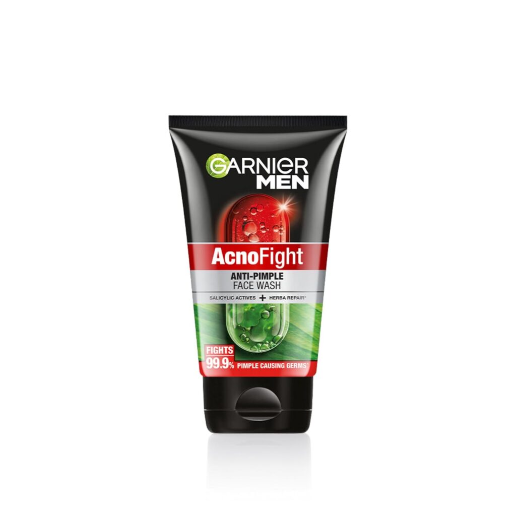 Garnier Men Acno Fight Anti Pimple Face Wash, Anti Pimple Face Wash with Salicylic Acid and Herba Repair, Suitable for all Skin Types, 150g